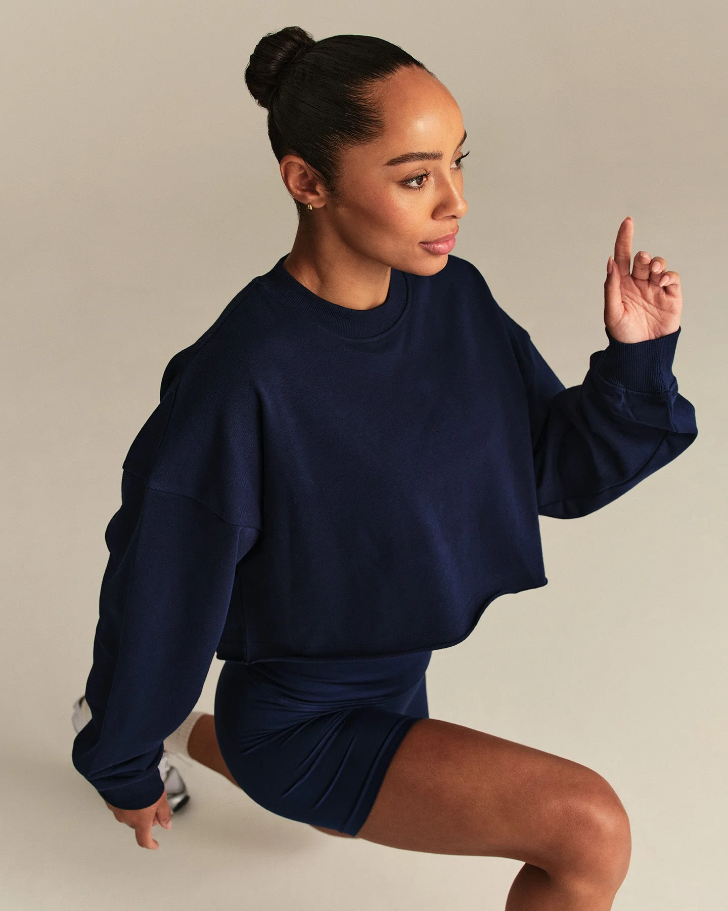 Comfort Lightweight Cropped Sweat | Sapphire Blue - Image 8