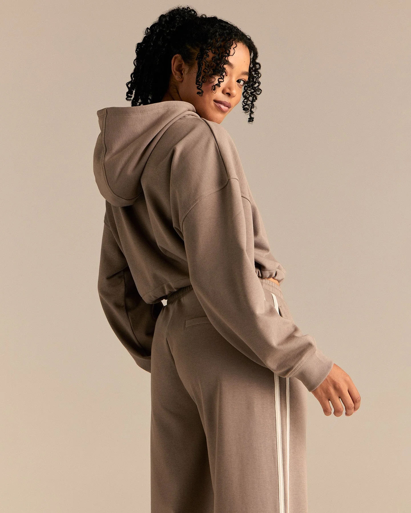 Comfort Lightweight Draw Hem Hoodie | Taupe Grey - Image 2