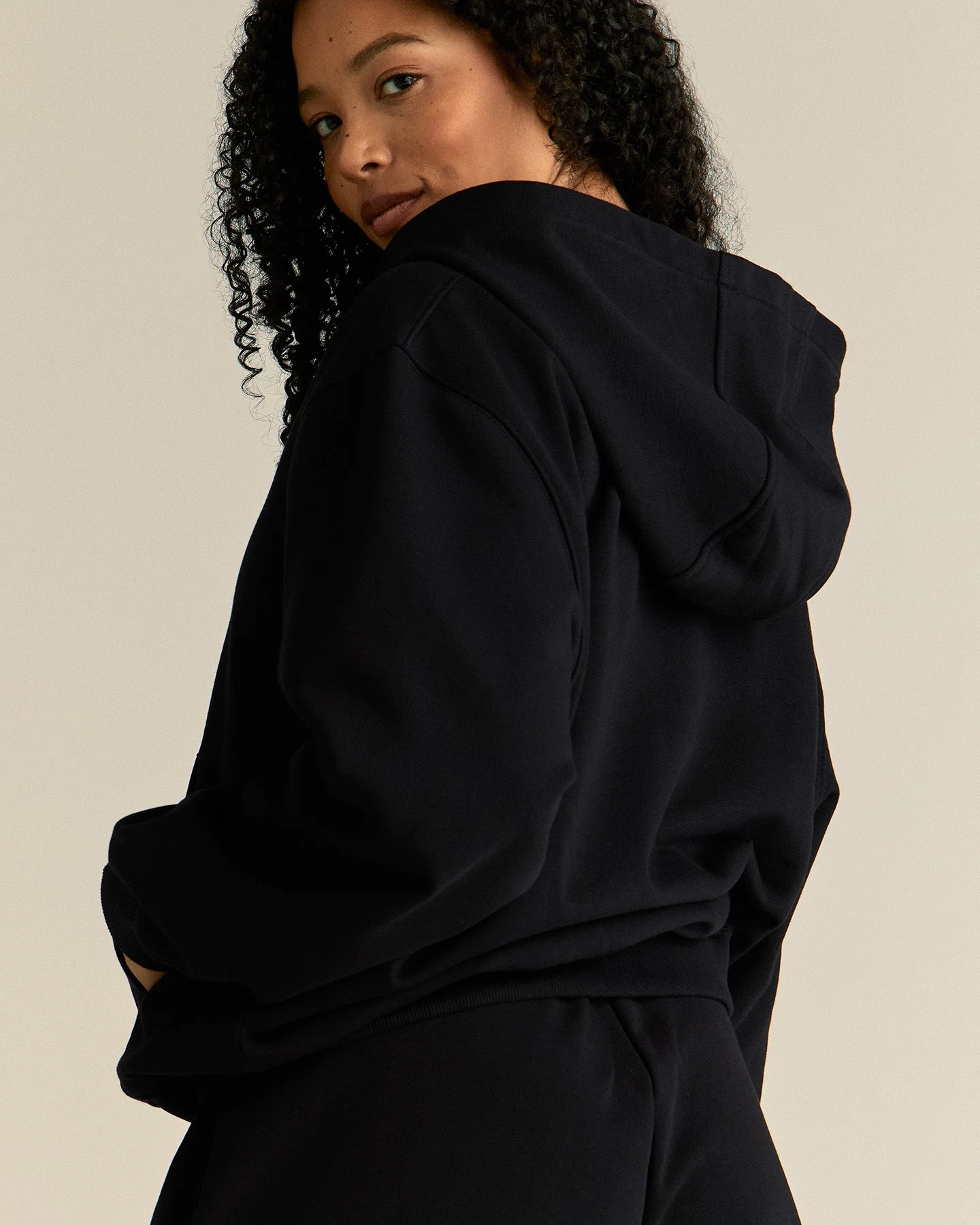 Comfort Lightweight Oversized Zip Up Hoodie | Black - Image 2