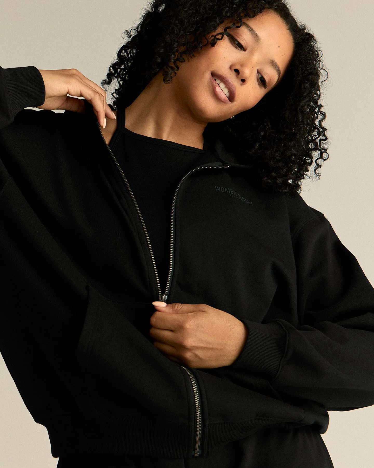 Comfort Lightweight Oversized Zip Up Hoodie | Black - Image 7