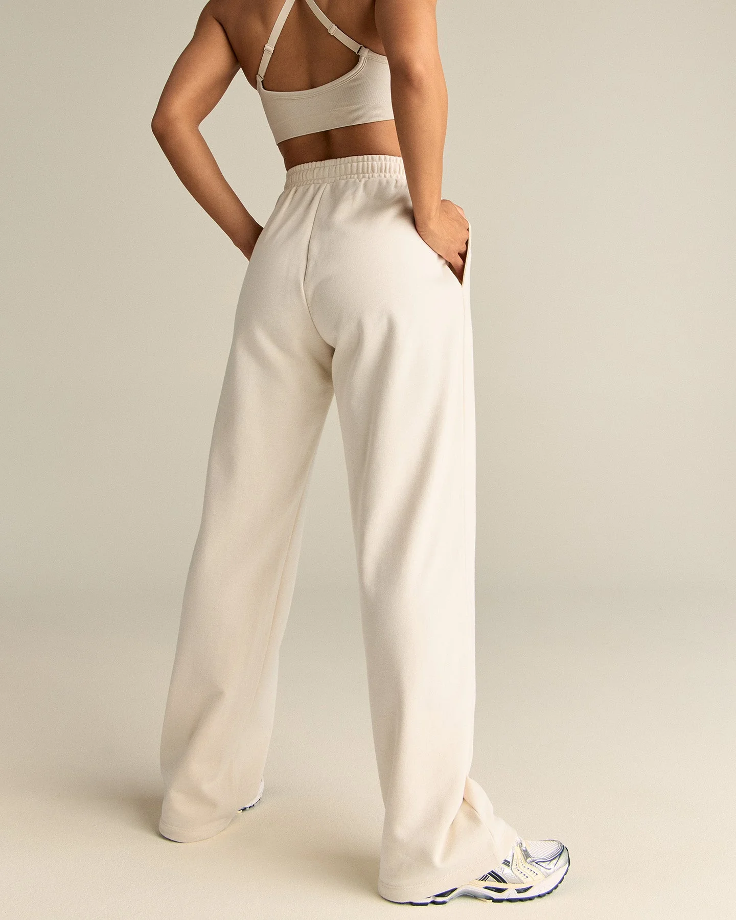Comfort Lightweight Straight Leg Joggers | Off White - Image 7