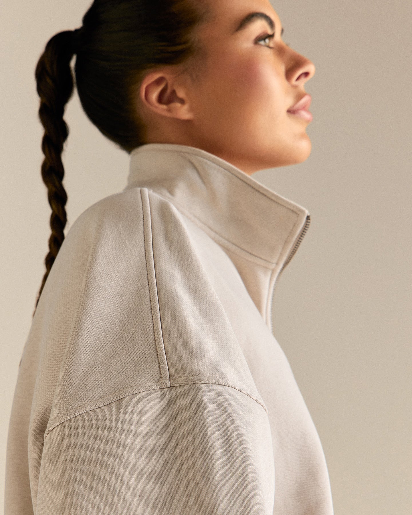 Comfort Outdoor 1/4 Zip Graphic Sweat | Stone - Image 3