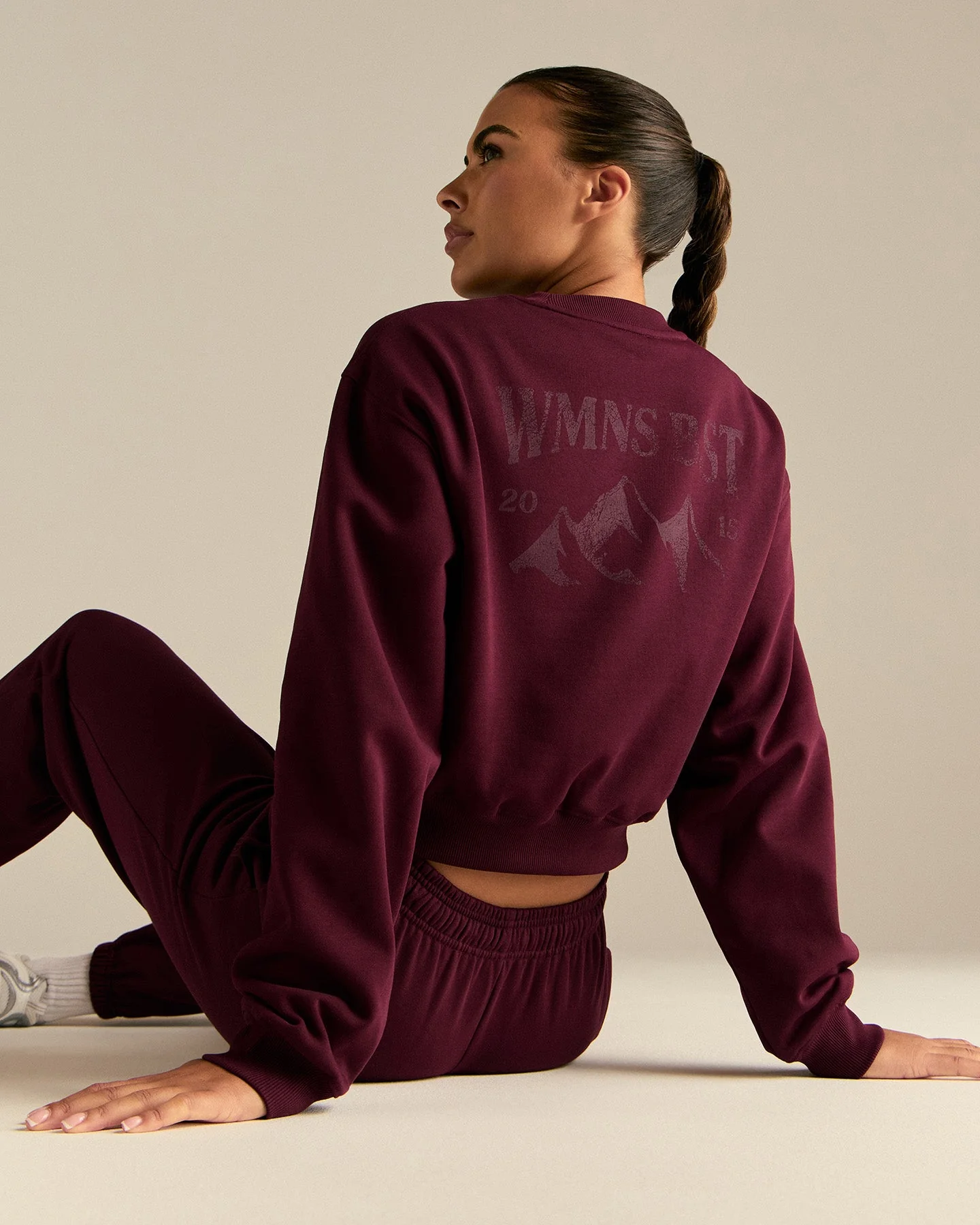 Comfort Outdoor Cropped Crew Neck | Merlot - Image 7