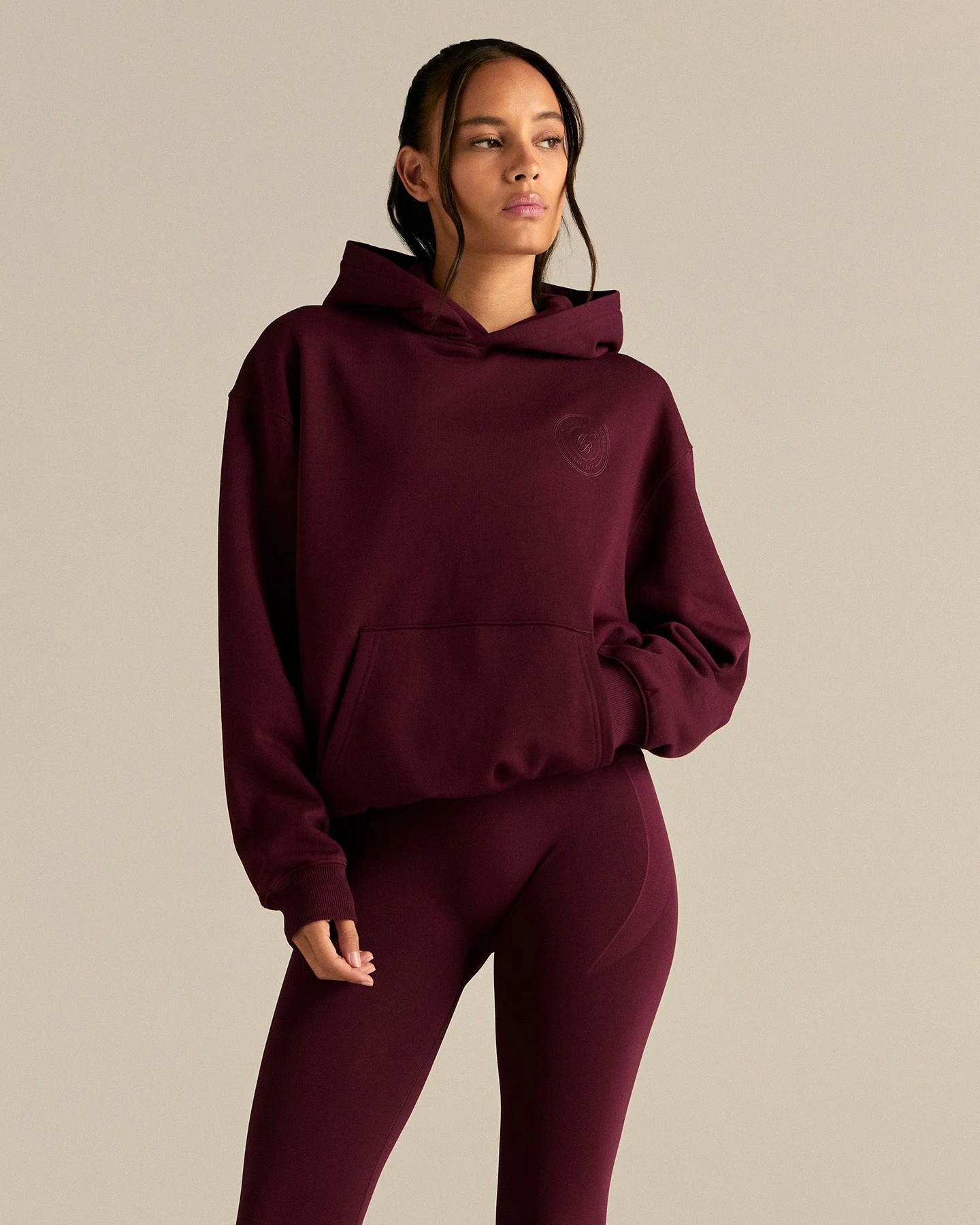 Comfort Oversized Health Club Graphic Hoodie | Merlot - Image 6