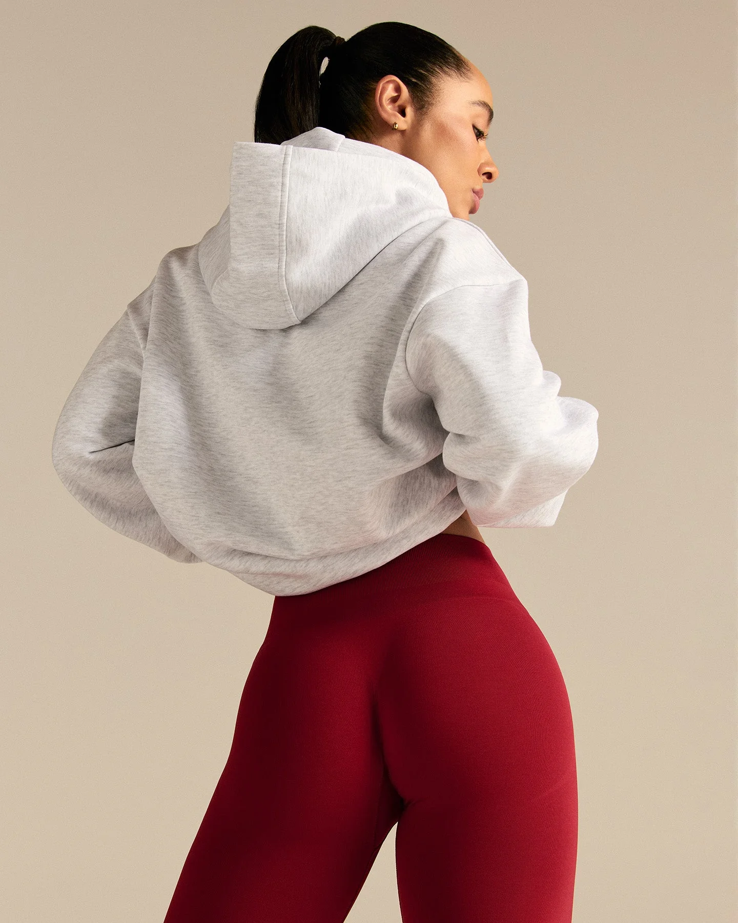 Comfort Oversized PWR Hoodie | Light Grey Marl - Image 7