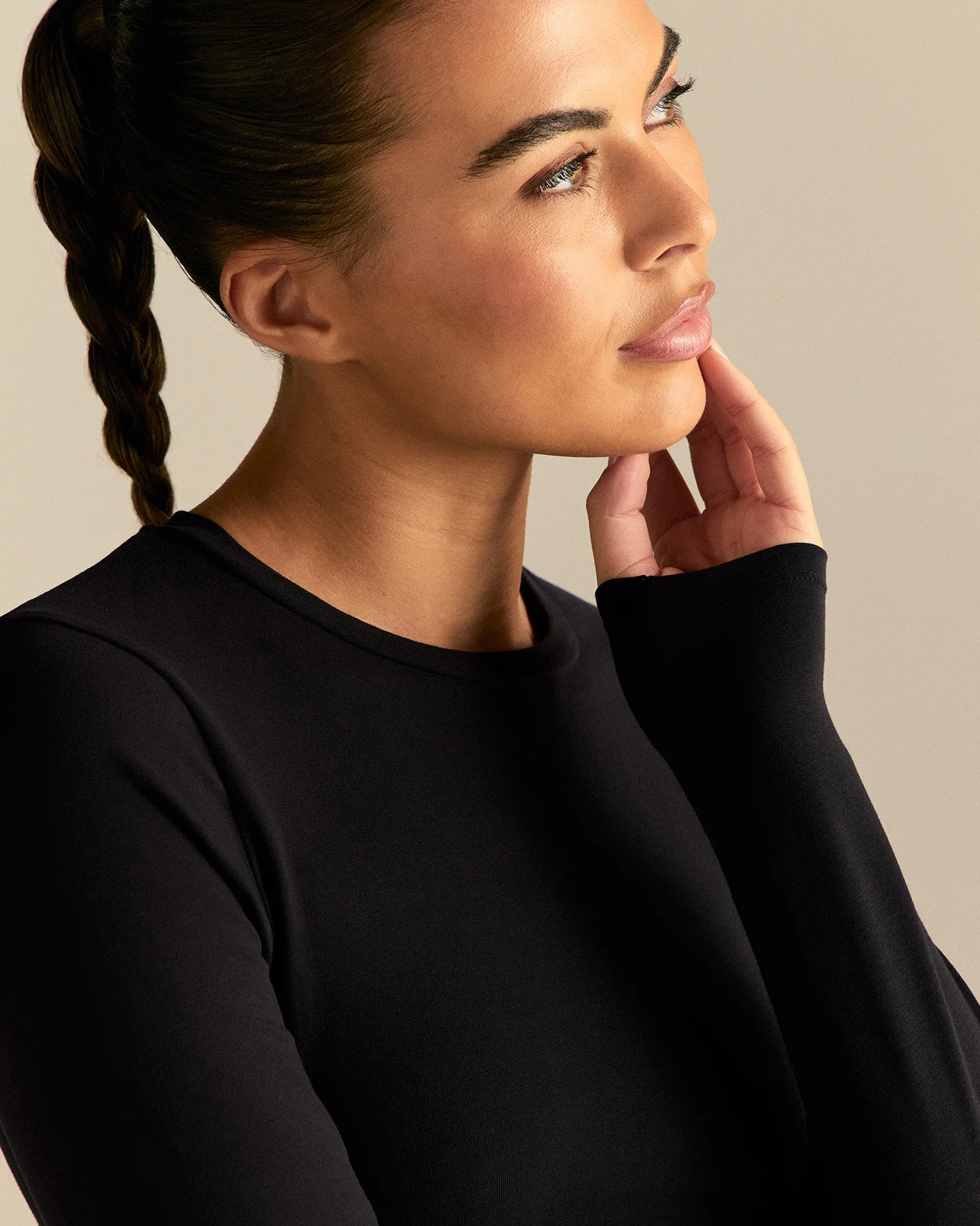 Cotton Contour Long Sleeve T-Shirt | Black - Image 7