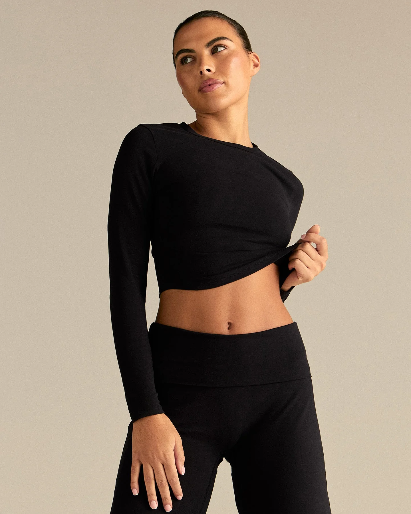 Cotton Contour Long Sleeve T-Shirt | Black - Image 8