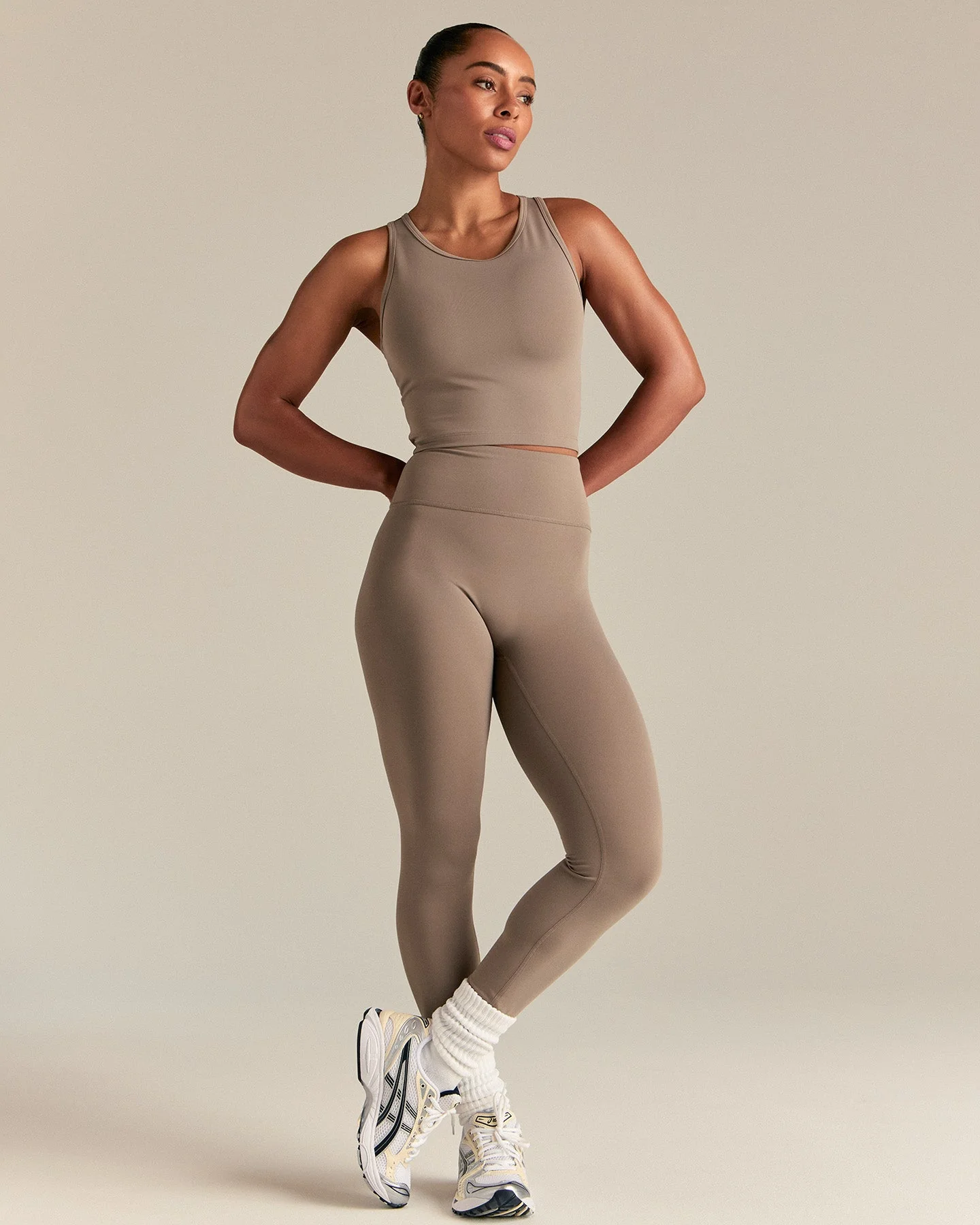 Essential Crop Tank Top | Taupe Grey - Image 7