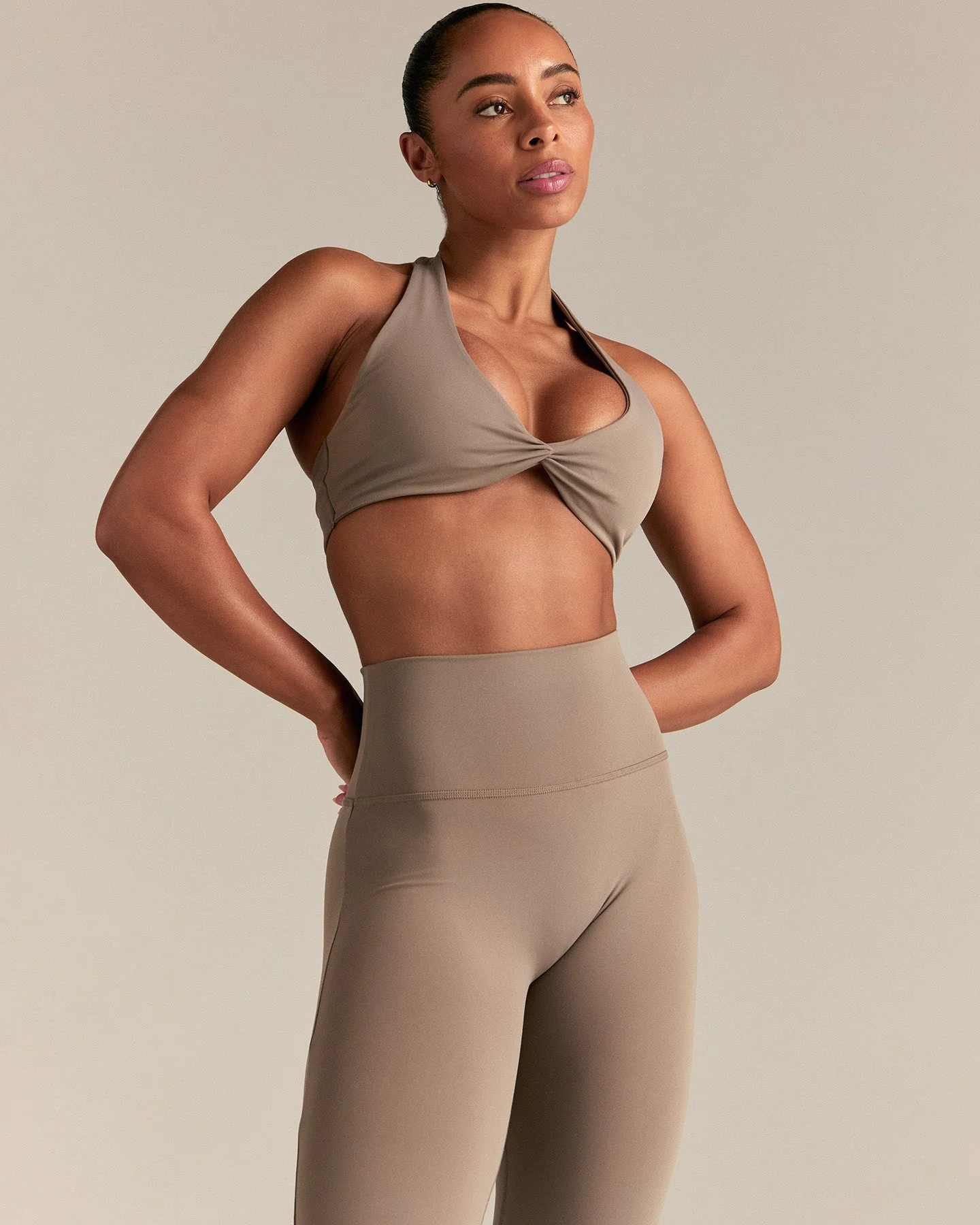 Essential Flared Leggings | Taupe Grey - Image 8