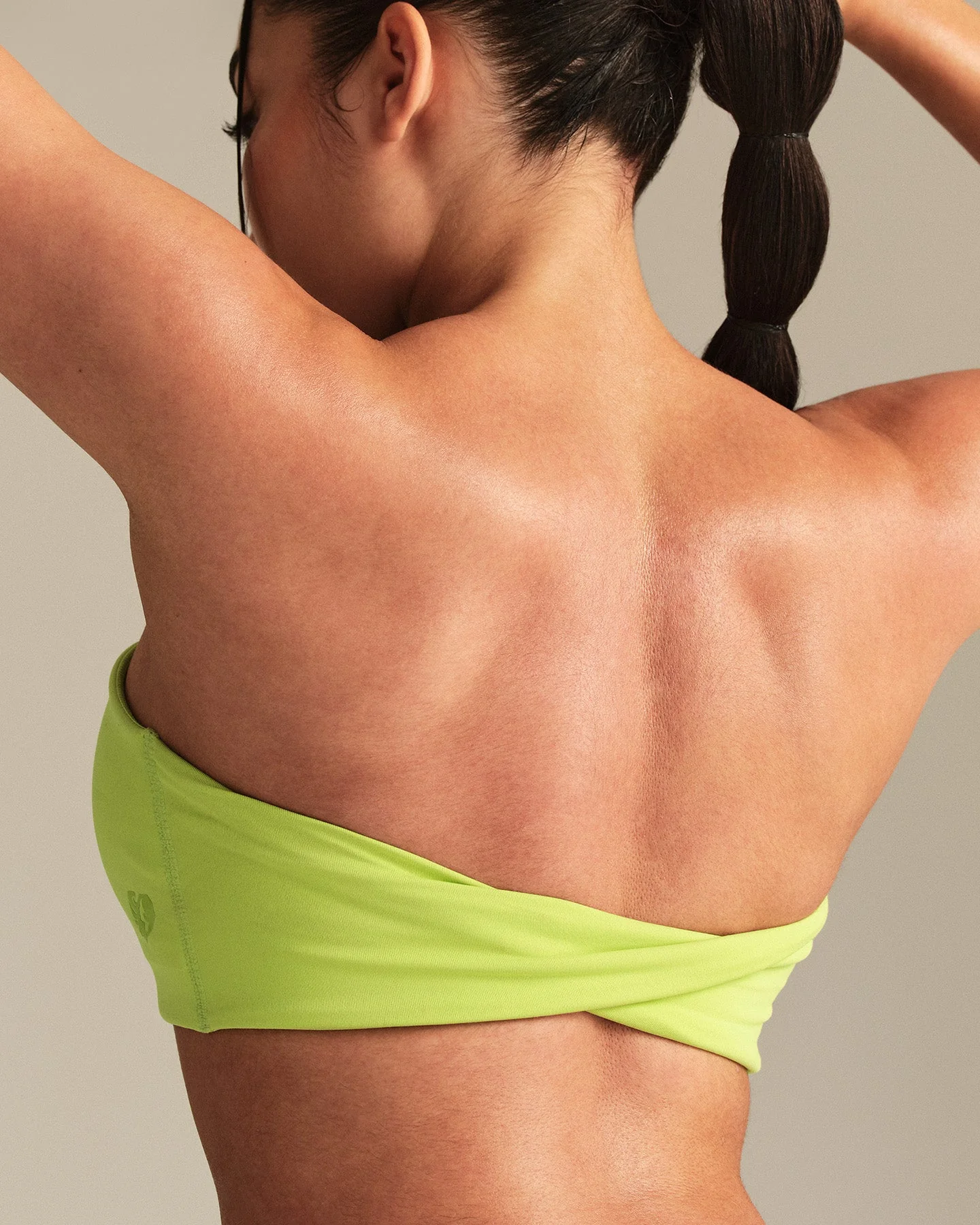 Essential Twist Back Bandeau Bra | Lime Punch - Image 3