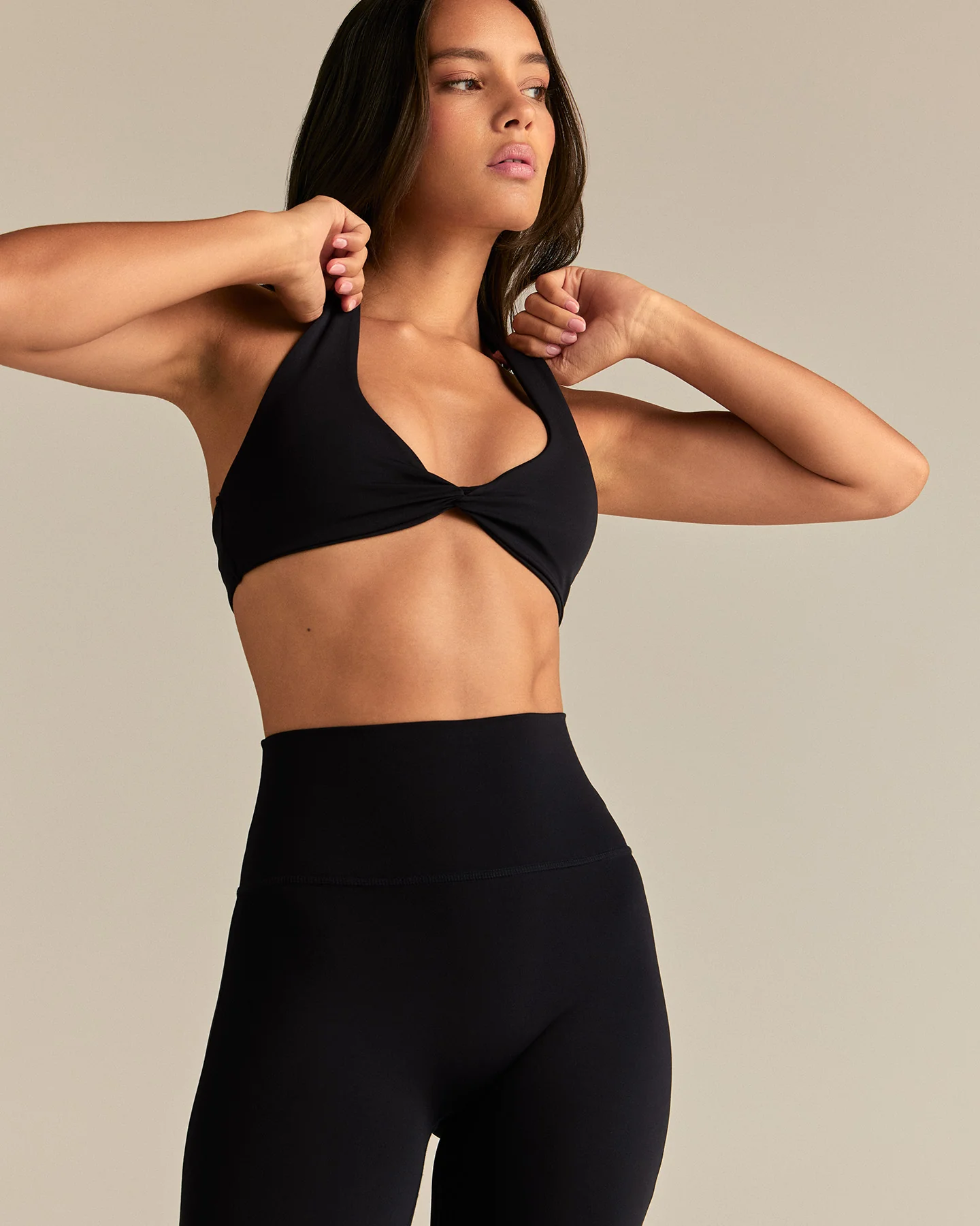 Essential Twist Front Halter Bra | Black - Image 7