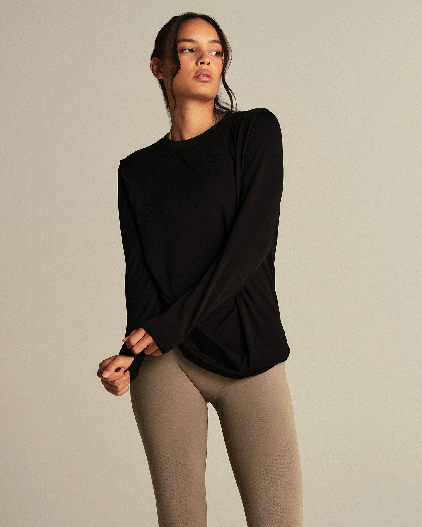 Lightweight Seamless Long Sleeve T-Shirt | Black - Image 3