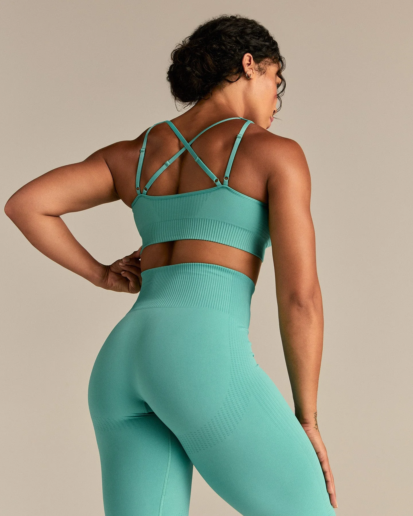 Power Seamless Adjustable Sports Bra | Marine Green - Image 8