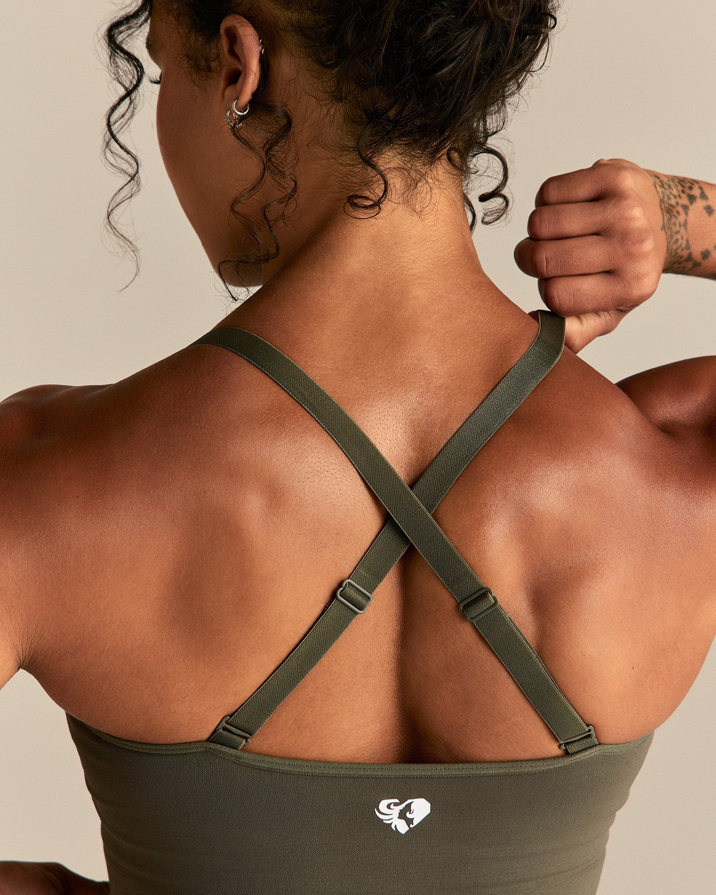 Power Seamless Built-In Bra Tank | Dark Olive - Image 6