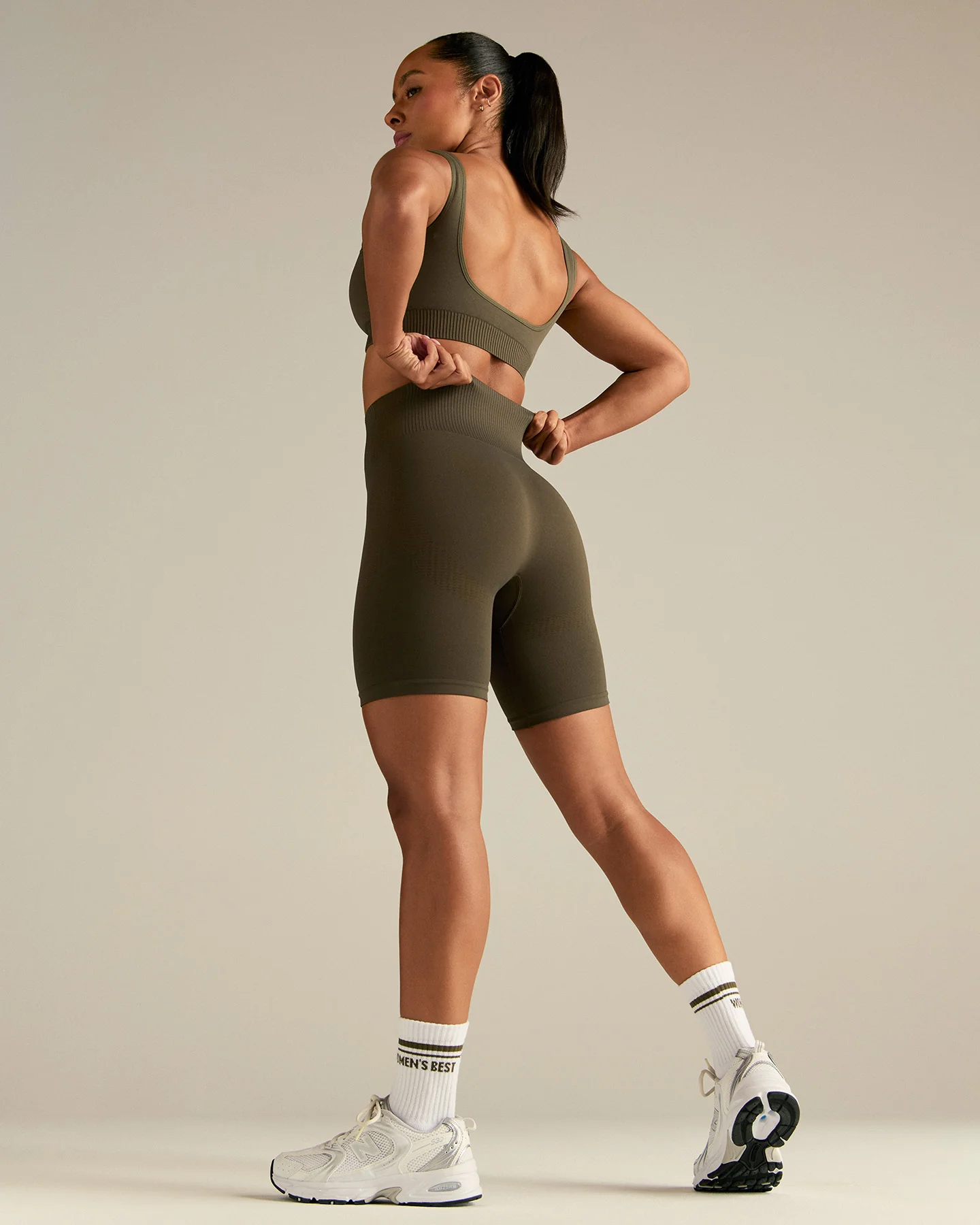 Power Seamless Cycling Shorts | Dark Olive - Image 3