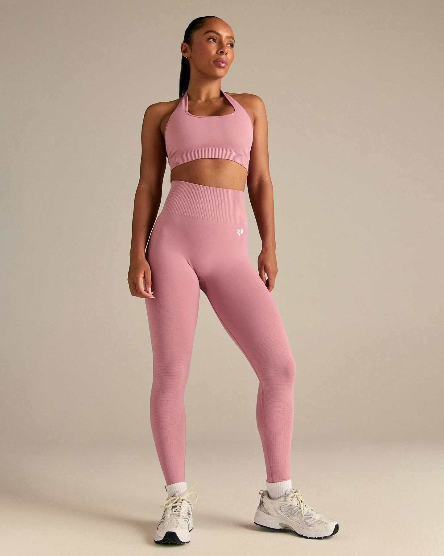 Power Seamless Halter Neck Bra | Blush Pink - Image 4
