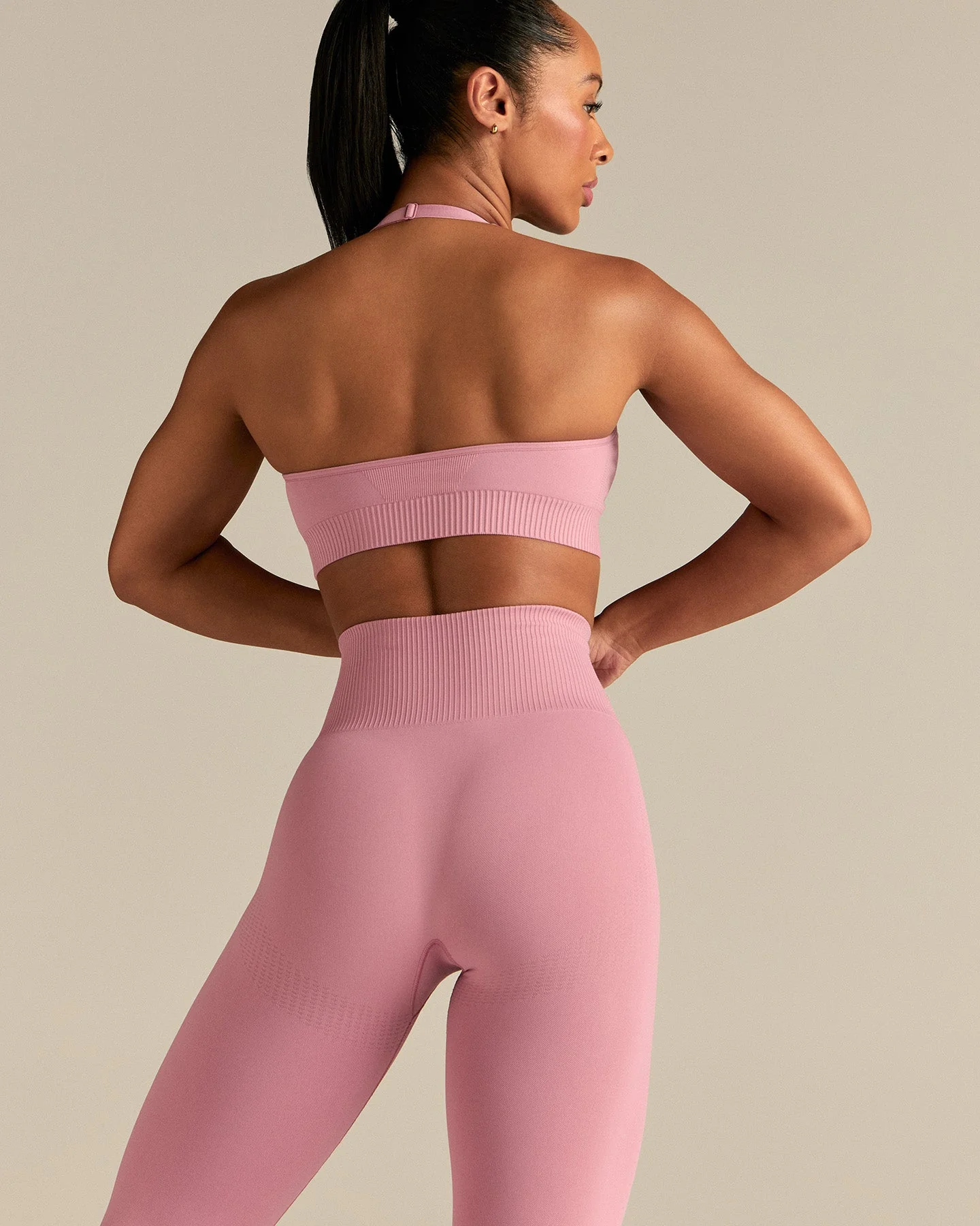 Power Seamless Halter Neck Bra | Blush Pink - Image 6