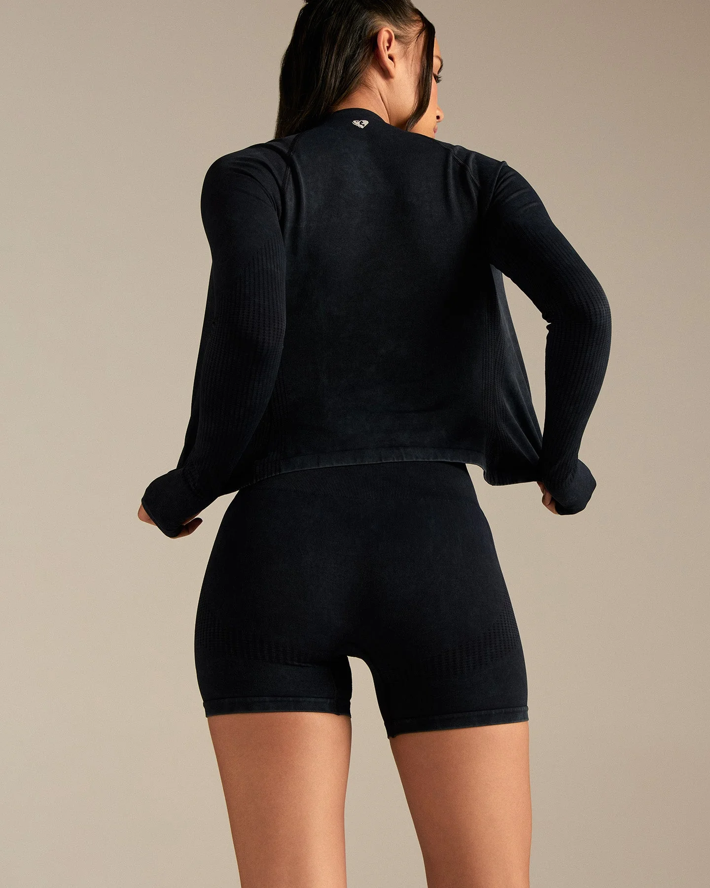 Power Seamless Long Sleeve Full Zip Jacket | Washed Black - Image 8