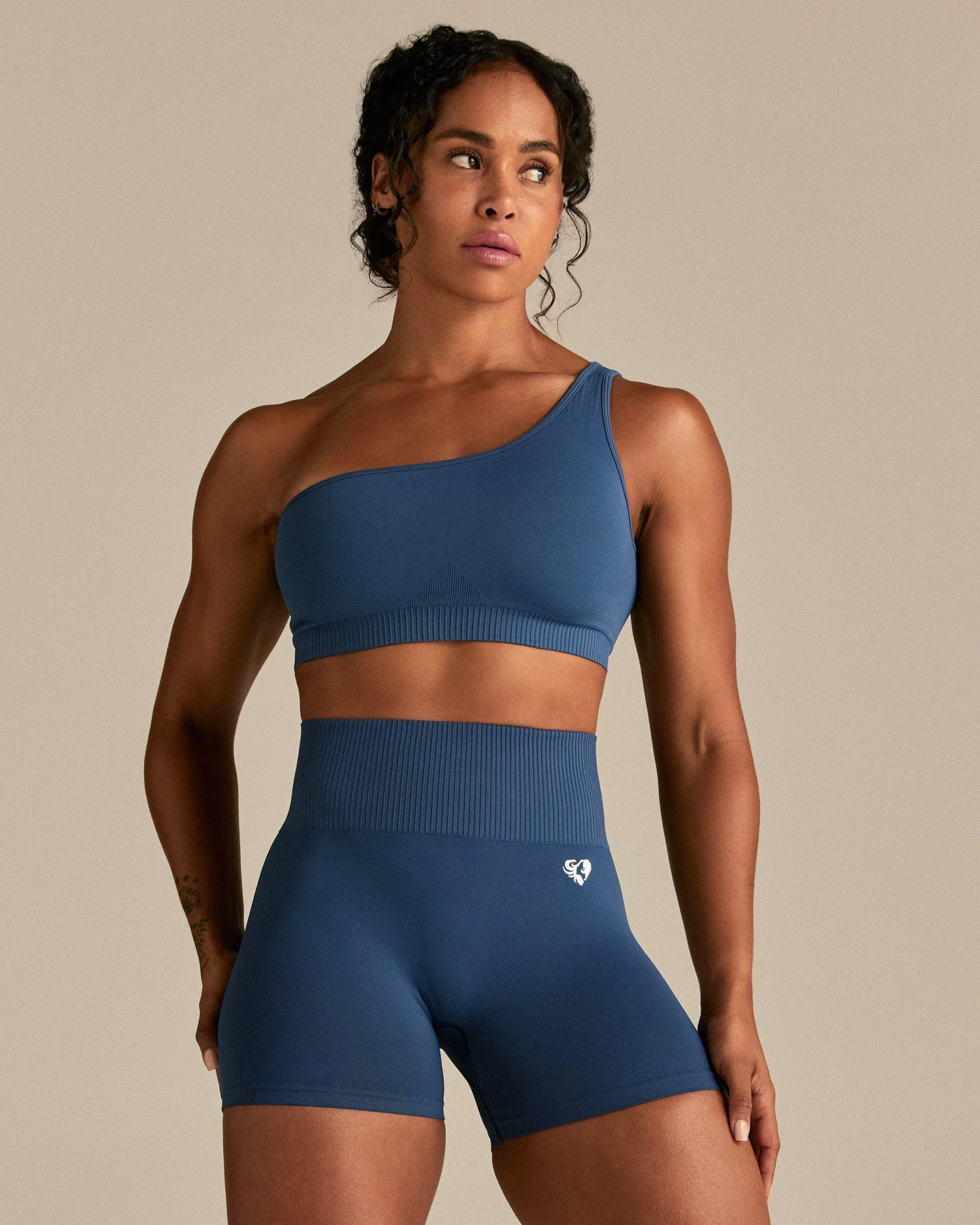 Power Seamless One Shoulder Bra | Blueberry