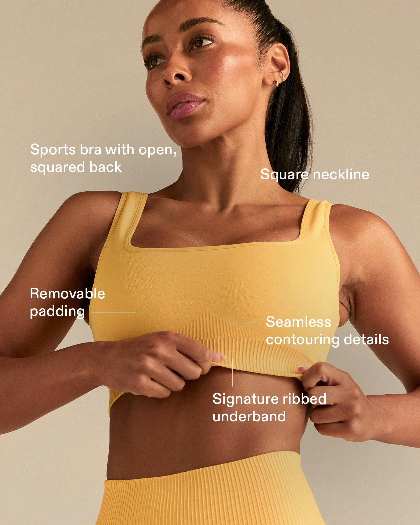Power Seamless Open Back Mini Bra | Mango - Image 3