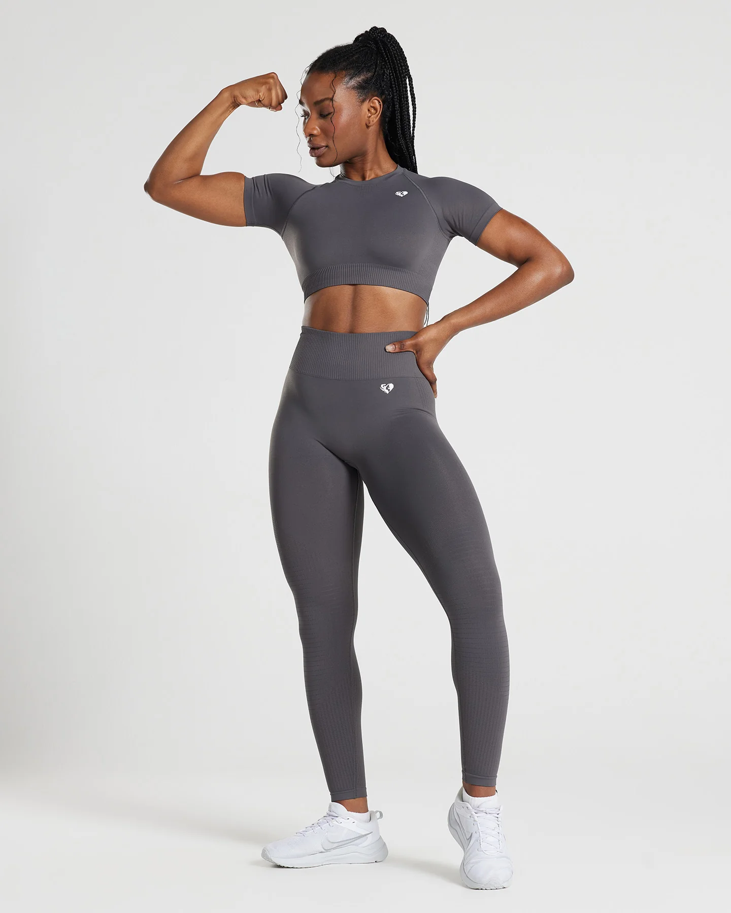 Power Seamless Short Sleeve Crop Top | Graphite - Image 6