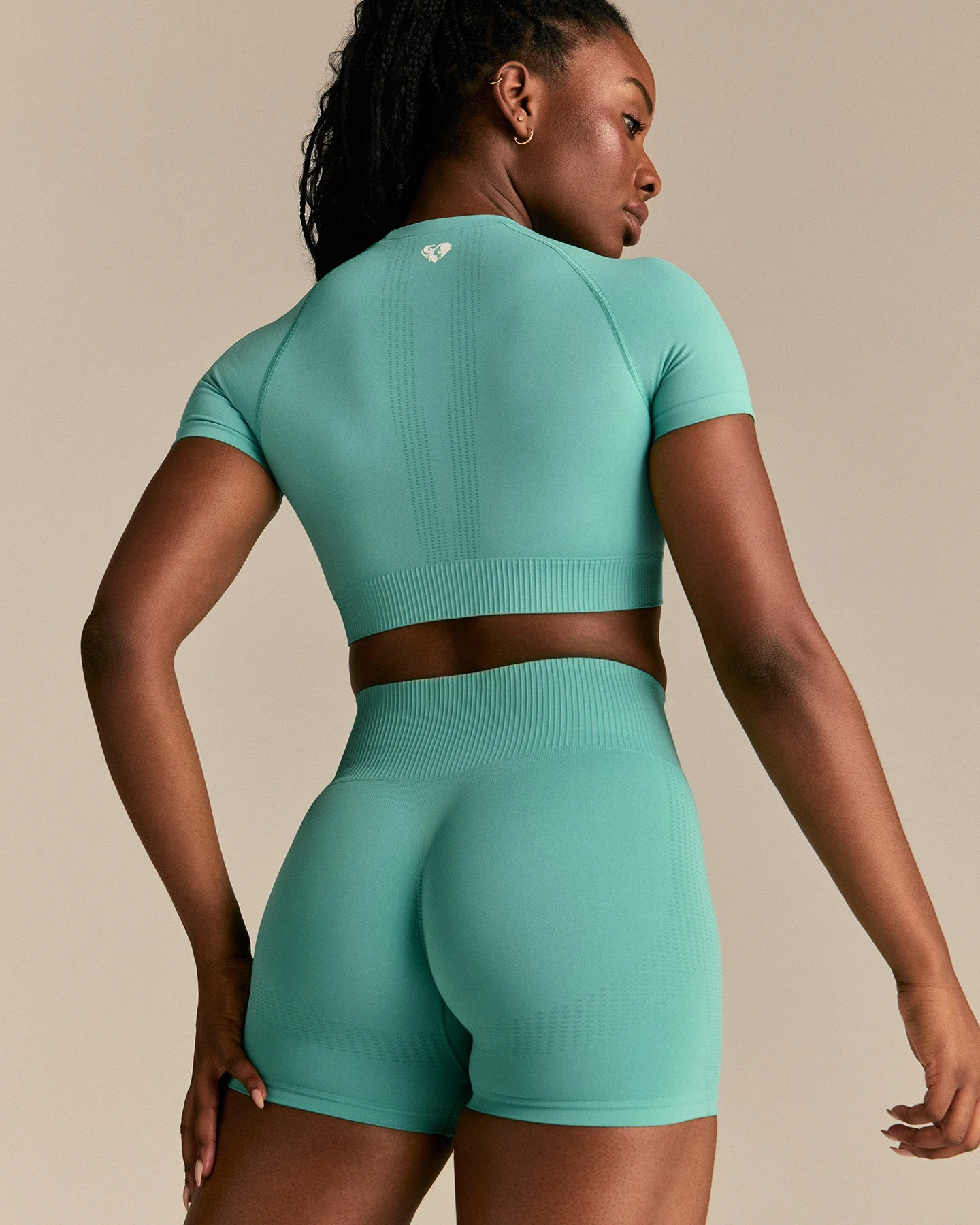 Power Seamless Short Sleeve Crop Top | Marine Green - Image 6