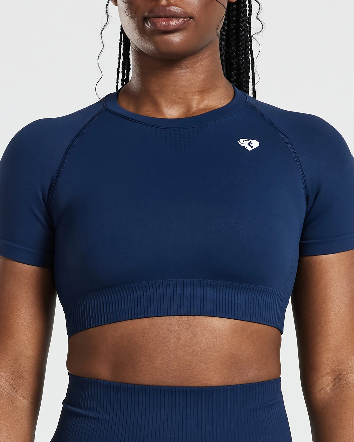 Power Seamless Short Sleeve Crop Top | Sapphire Blue - Image 3