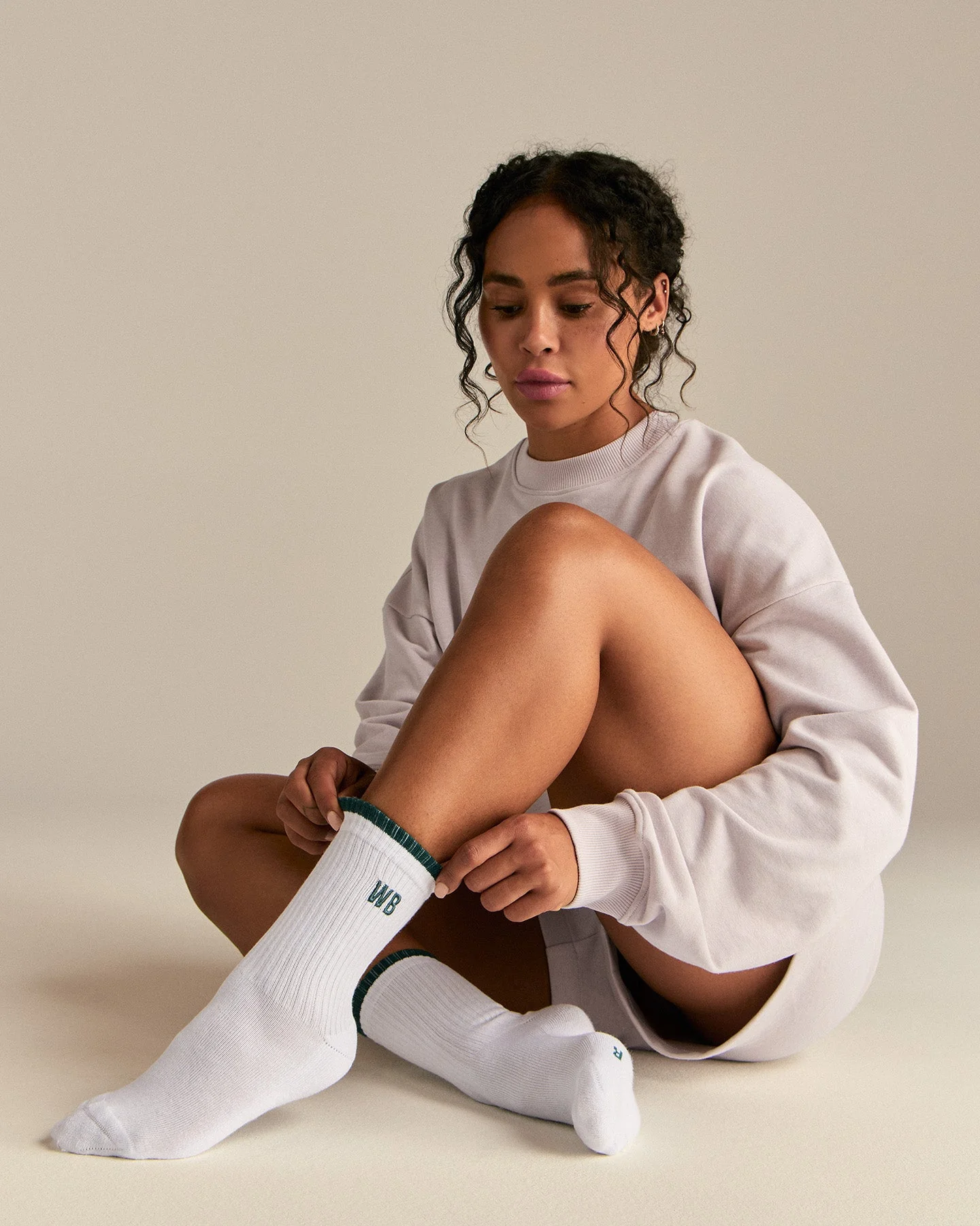Premium Crew Embroidered Socks (3PK) | Black/Emerald/Ballet Pink - Image 6