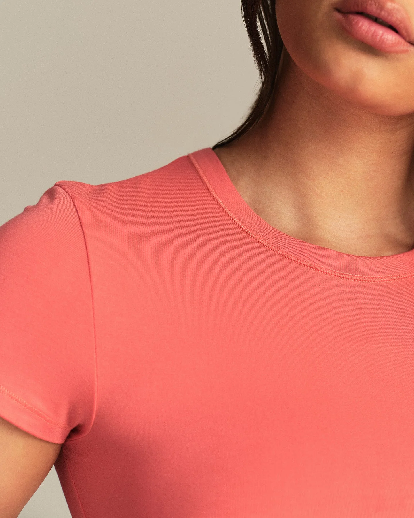 Smooth Contour Cropped Short Sleeve T-Shirt | Sunlit Coral - Image 2