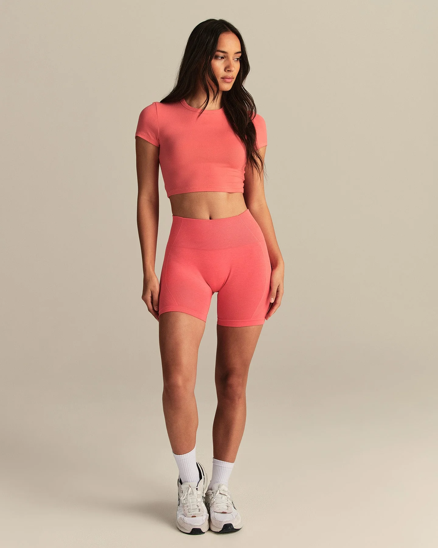 Smooth Contour Cropped Short Sleeve T-Shirt | Sunlit Coral - Image 4