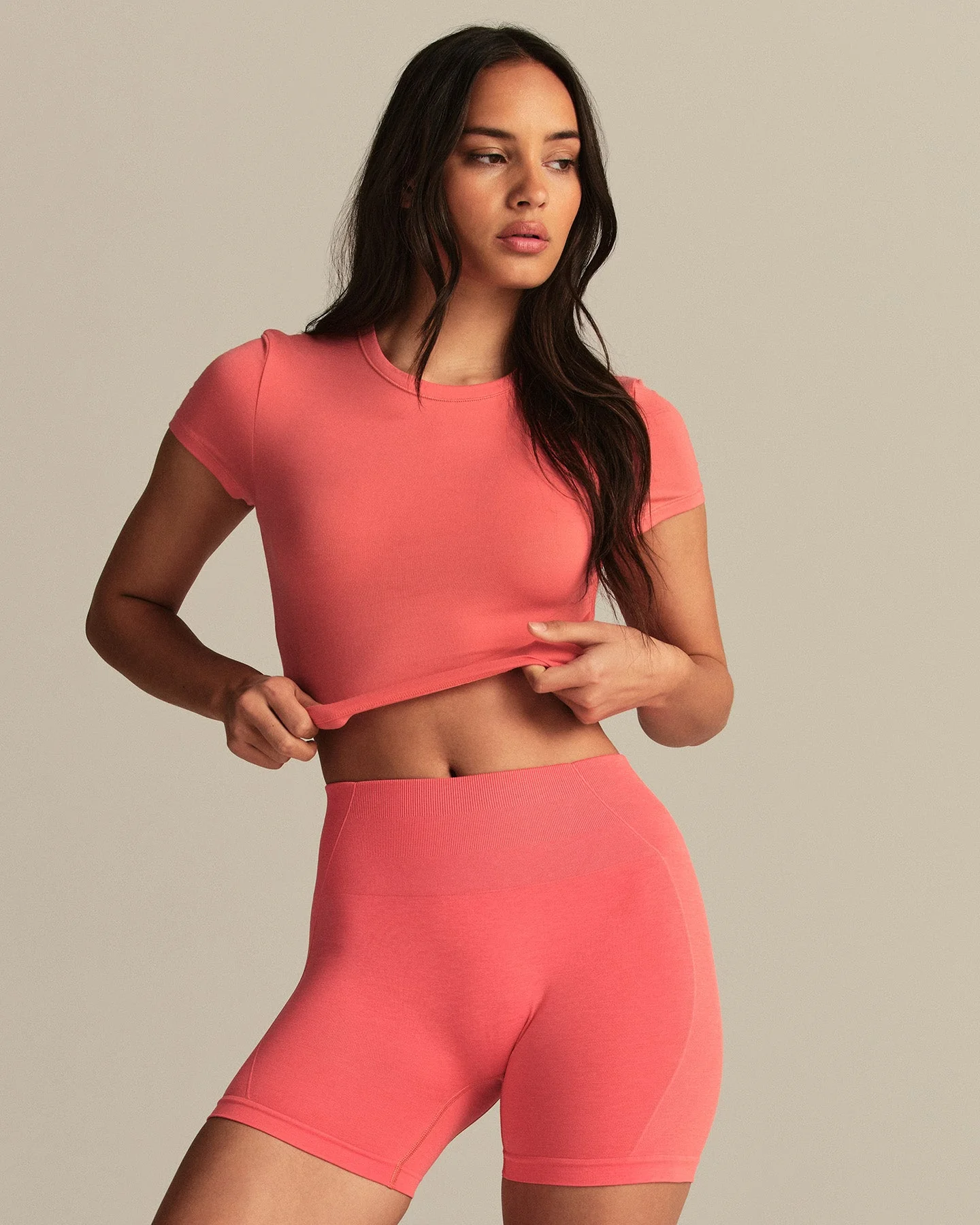 Smooth Contour Cropped Short Sleeve T-Shirt | Sunlit Coral - Image 6
