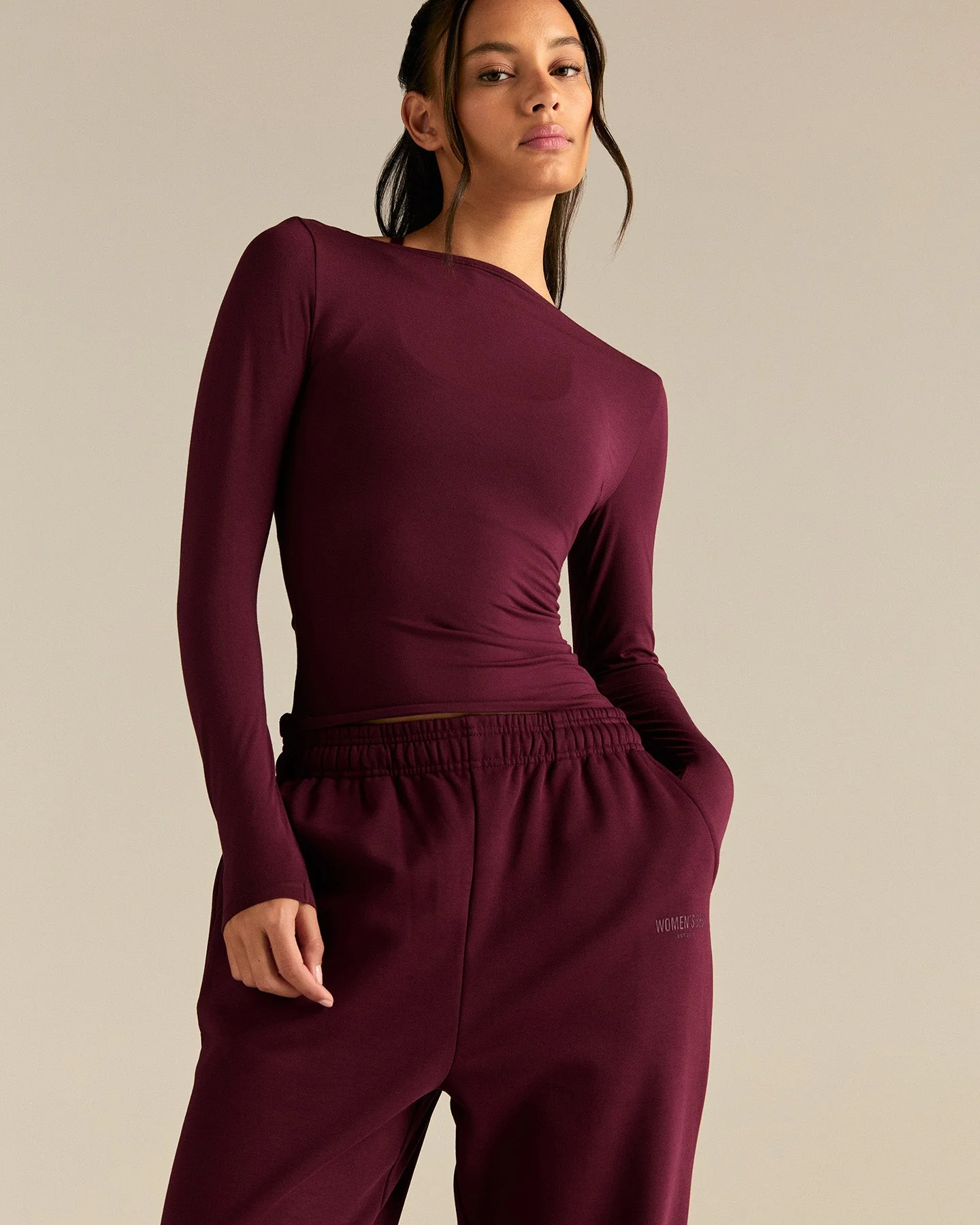 Smooth Contour Long Sleeve Reversible T-Shirt | Merlot - Image 3