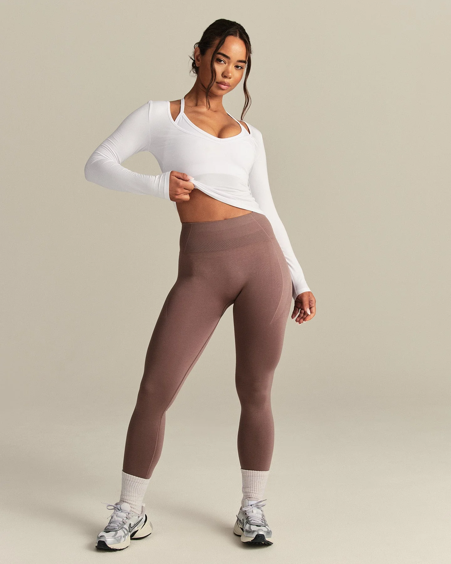 Smooth Contour Long Sleeve Reversible T-Shirt | White - Image 6