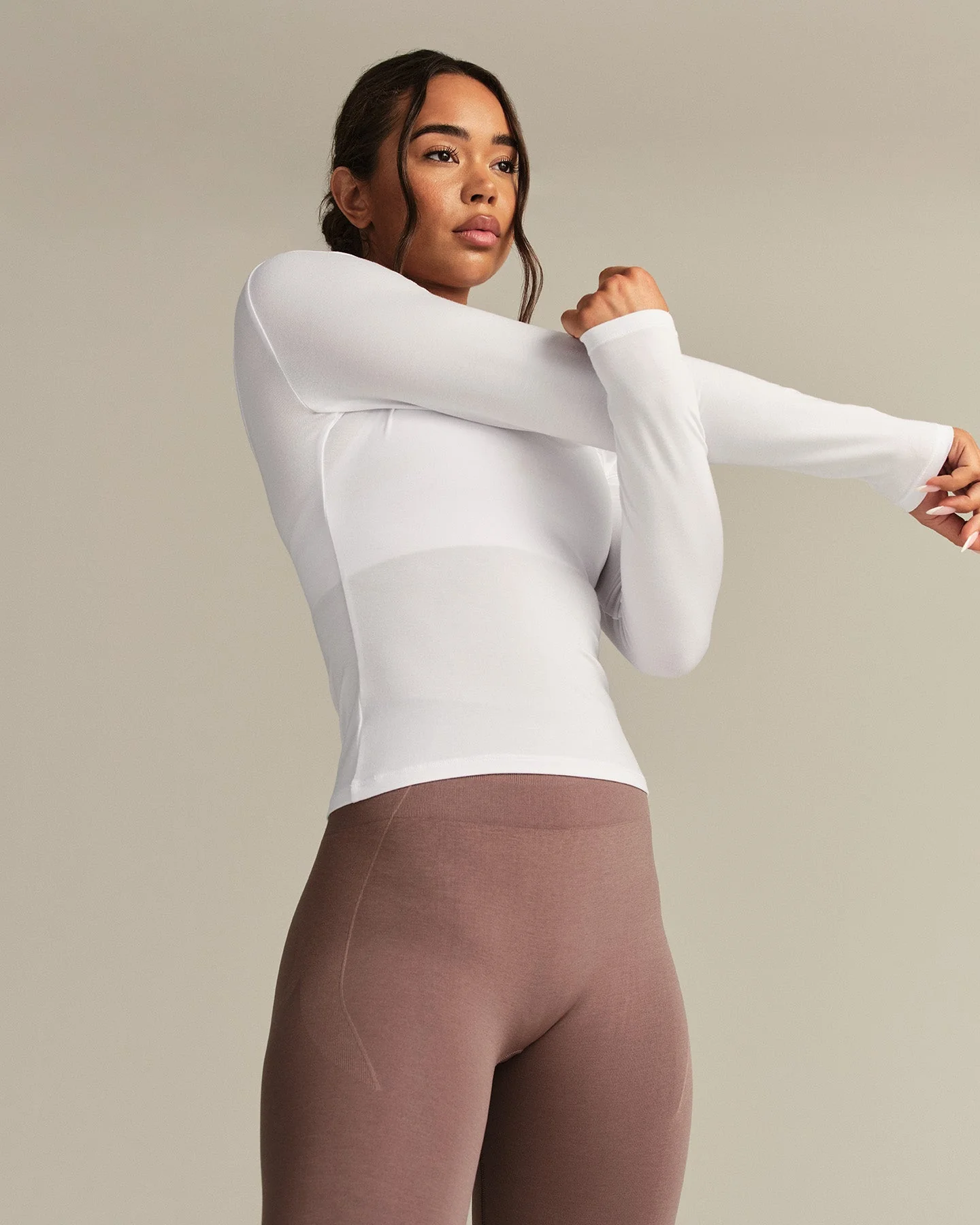 Smooth Contour Long Sleeve Reversible T-Shirt | White - Image 8