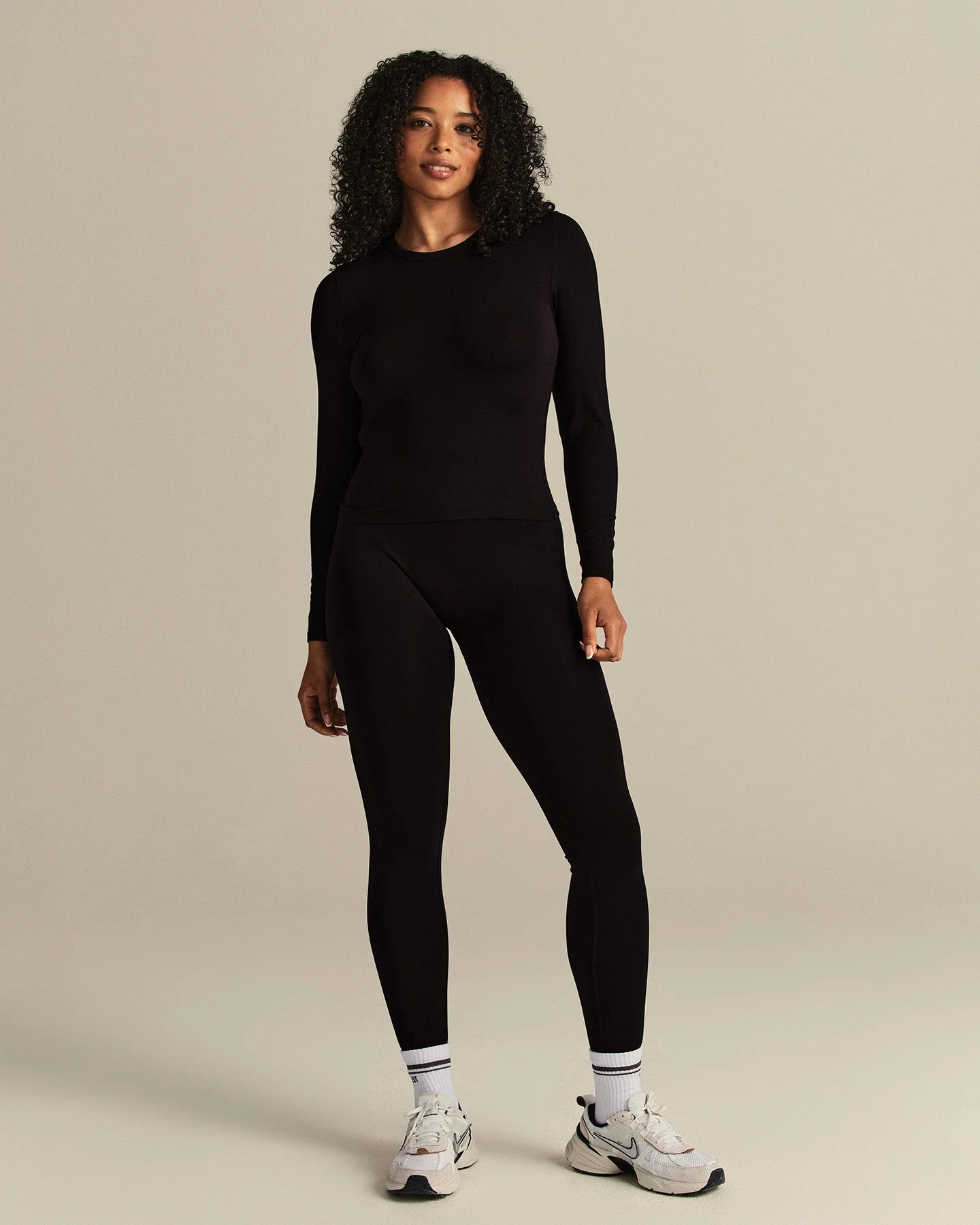 Smooth Contour Midi Crew Neck Long Sleeve T-Shirt | Black - Image 3
