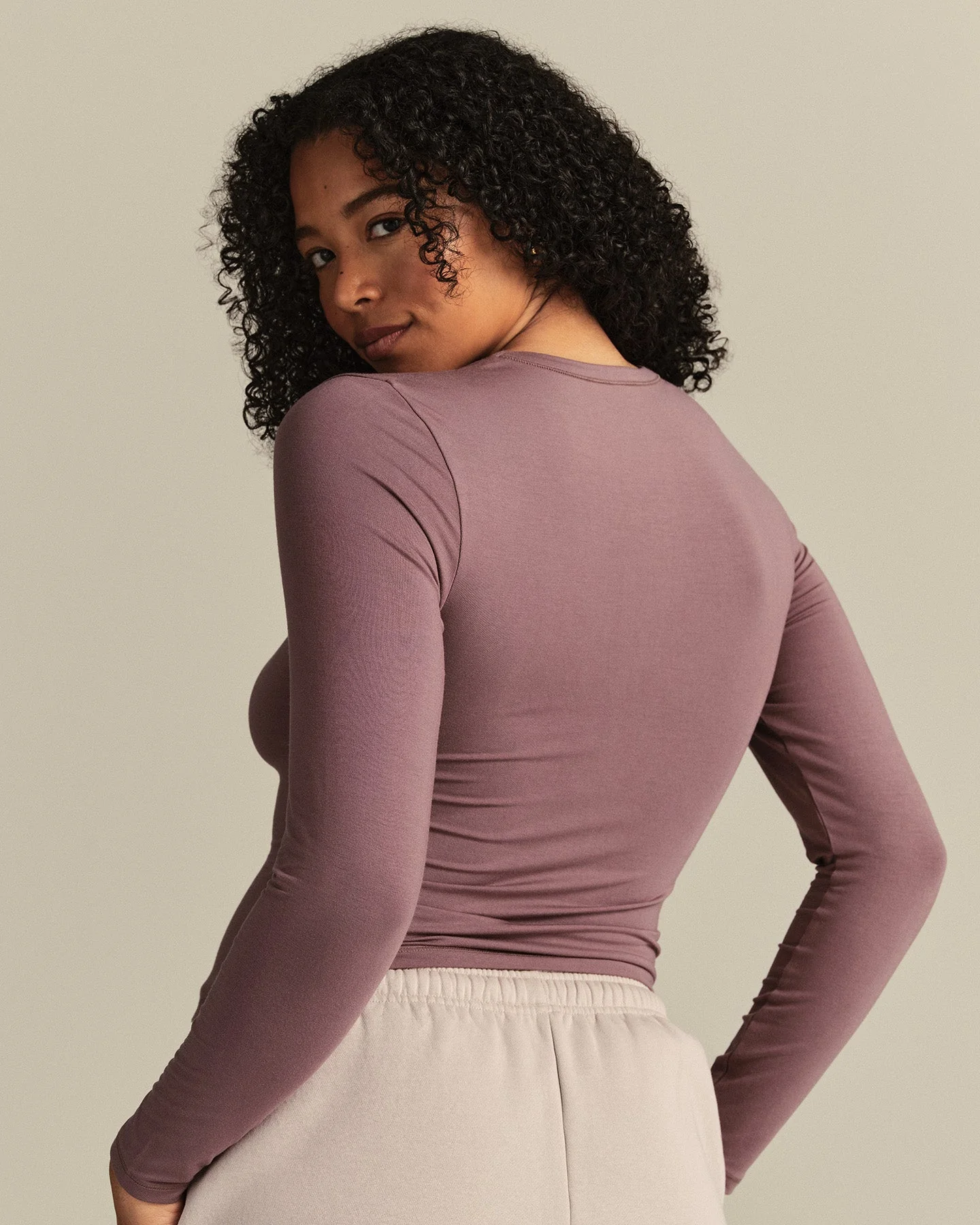 Smooth Contour Midi Crew Neck Long Sleeve T-Shirt | Deep Mocha - Image 6