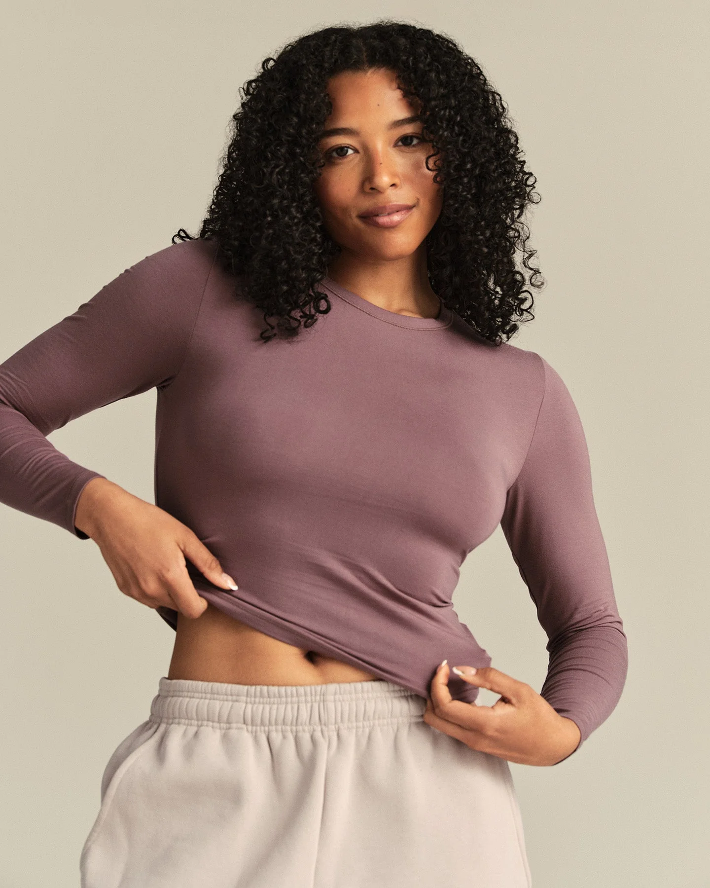 Smooth Contour Midi Crew Neck Long Sleeve T-Shirt | Deep Mocha - Image 8