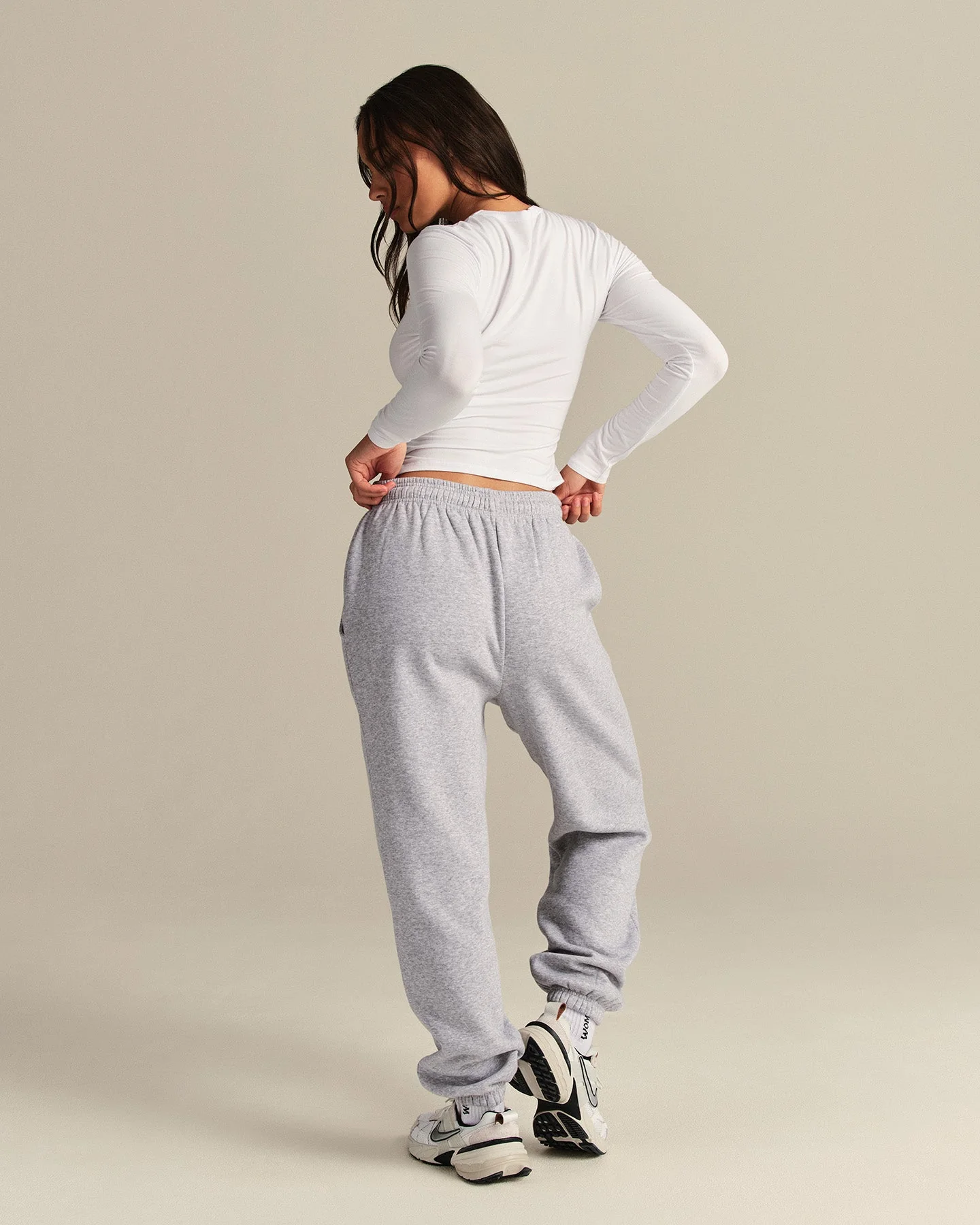 Smooth Contour Midi Crew Neck Long Sleeve T-Shirt | White - Image 8