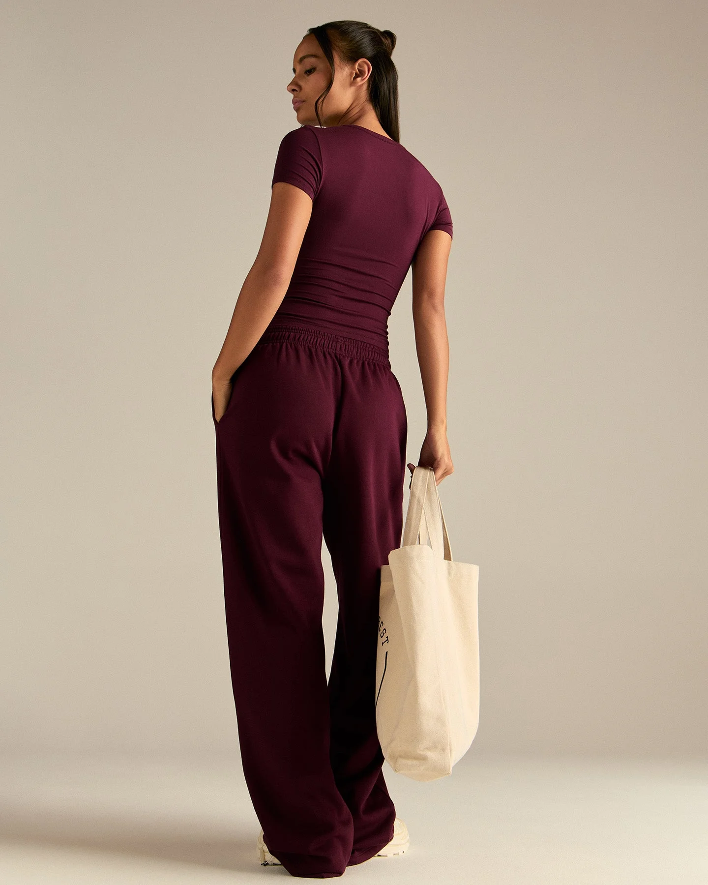 Smooth Contour Midi Short Sleeve T-Shirt | Merlot - Image 2