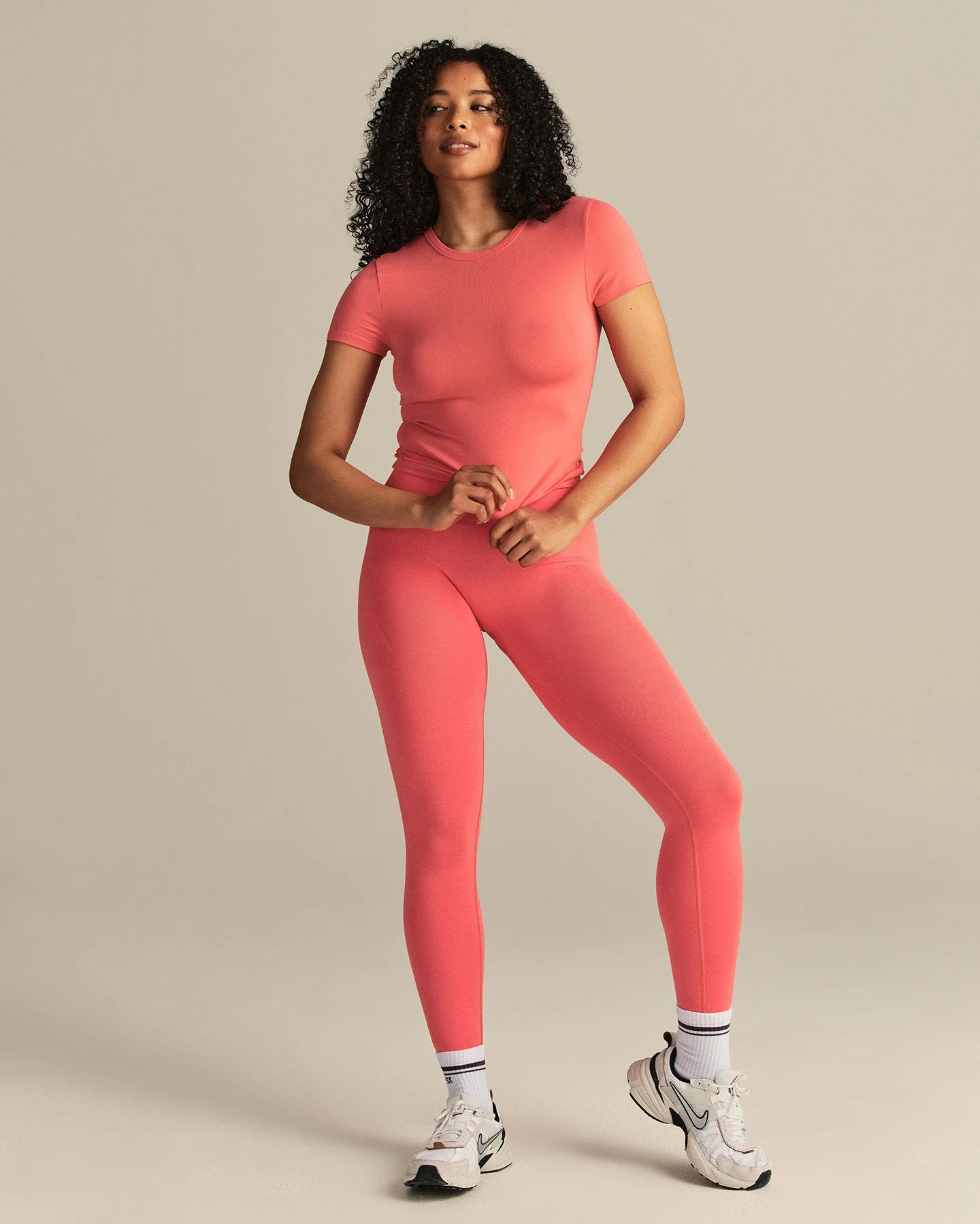 Smooth Contour Midi Short Sleeve T-Shirt | Sunlit Coral - Image 7