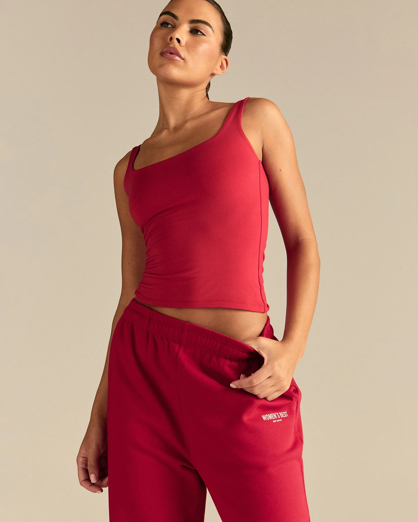 Smooth Contour Midi Square Neck Tank | Candy Apple - Image 3