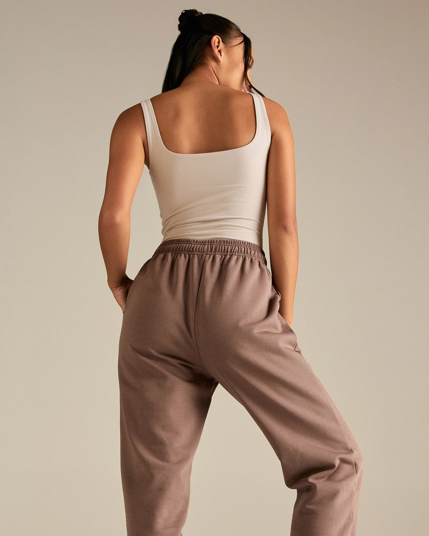 Smooth Contour Midi Square Neck Tank | Stone - Image 4