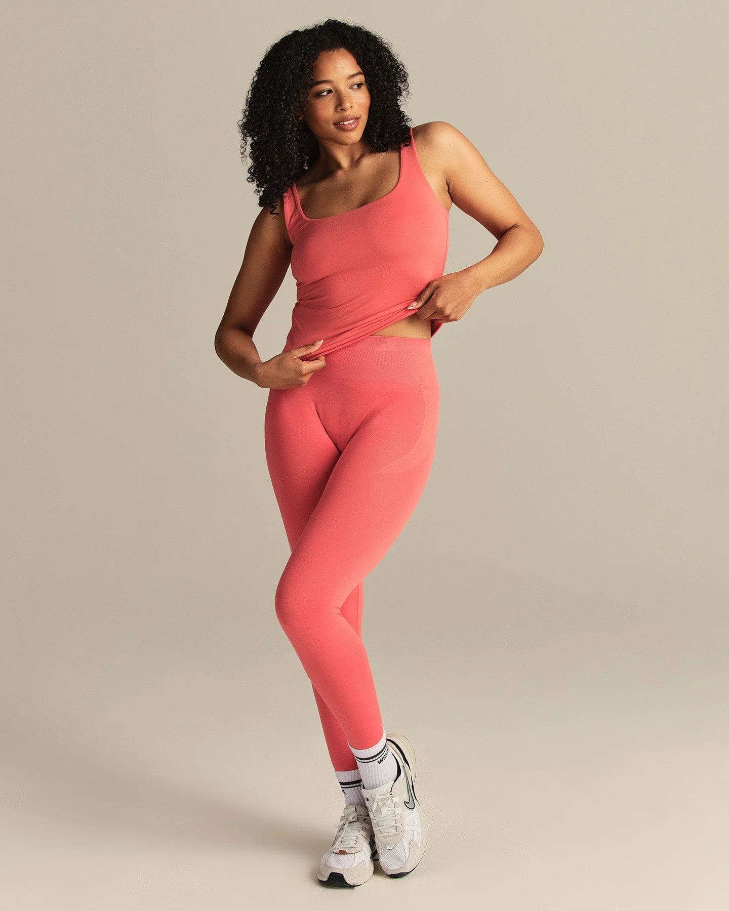 Smooth Contour Midi Square Neck Tank | Sunlit Coral - Image 4