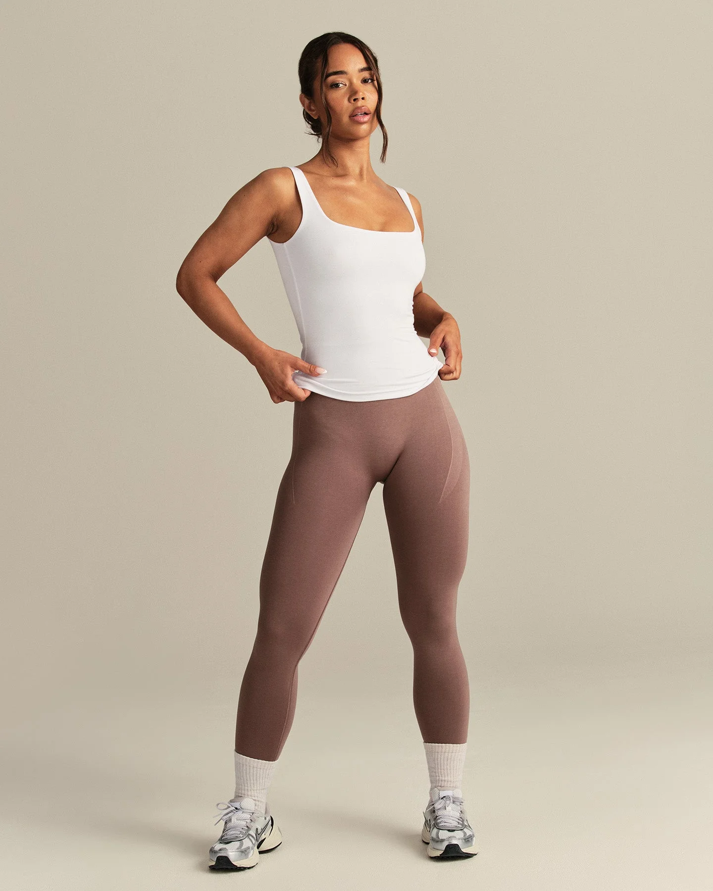 Smooth Contour Midi Square Neck Tank | White - Image 2
